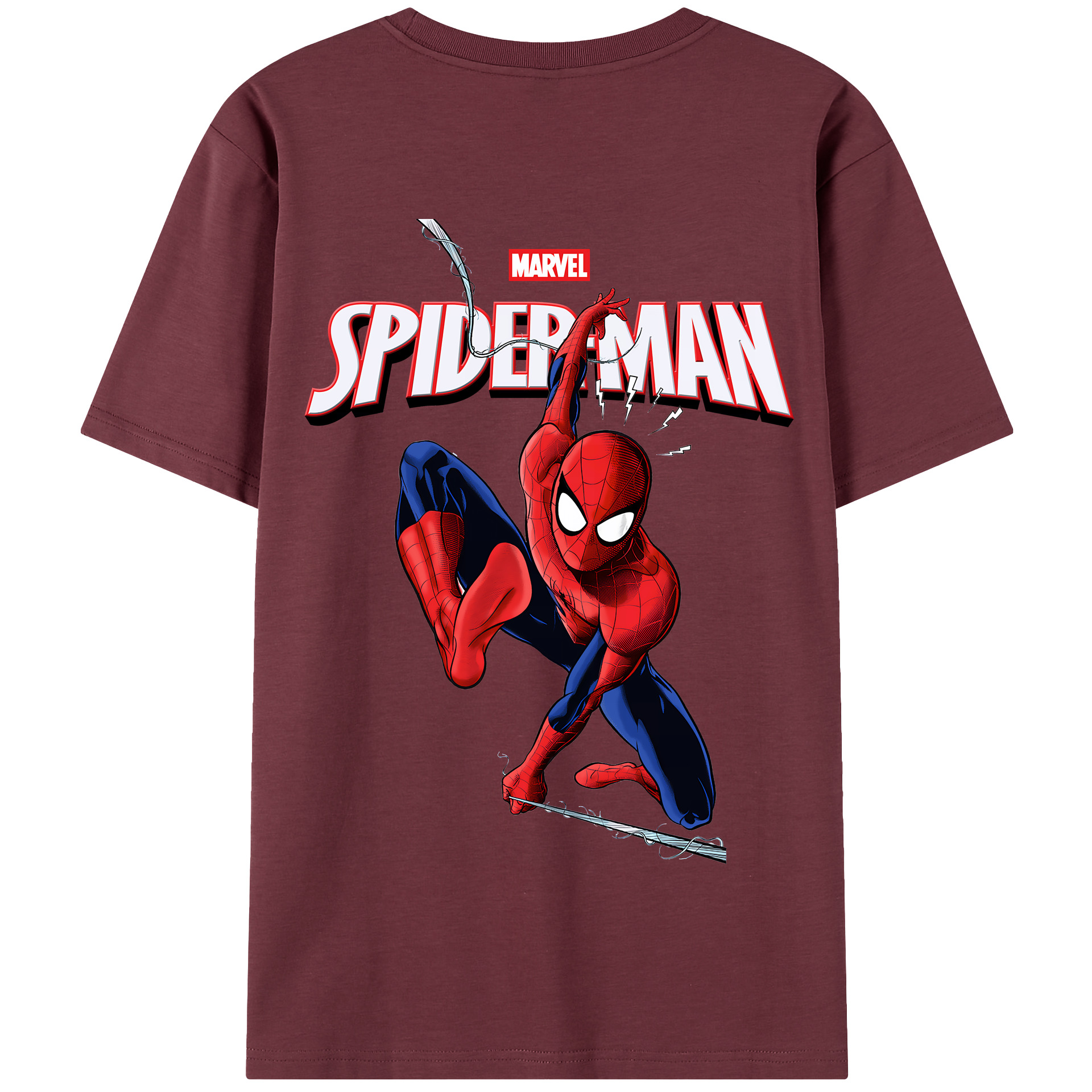 （画像用） Spider Man スパイダーマン 綿100％半袖Tシャツ（背面プリント）